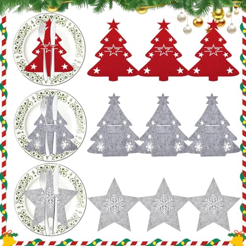 CHIHOLEN 12 Stück Besteckhalter Weihnachten Filz, Bestecktasche Weihnachten, Motiv Weihnachtsbaum Stern, Weihnachts Messer Gabeln Löffel Geschirr Besteck Taschen für Weihnachtsdeko CHIHOLEN 12 Stück Besteckhalter Weihnachten Filz, Bestecktasche Weihnachten, Motiv Weihnachtsbaum Stern, Weihnachts Messer Gabeln Löffel Geschirr Besteck Taschen für Weihnachtsdeko von CHIHOLEN