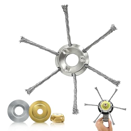 CHIHOLEN Rasentrimmerkopf, 17,8 cm, universeller massiver Stahldraht-Bürste, 25,4 mm Loch für Freischneider, Ersatzwerkzeug, Gartenmoos, Rost-Unkrautentfernung (mit 3 Zubehörteilen) von CHIHOLEN