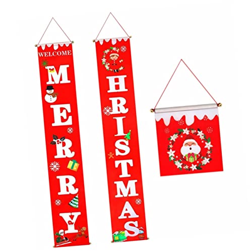 CHILDWEET 1 Satz Weihnachtstür hängt Frohe Weihnachten-Banner Willkommens-Weihnachtsbanner Türvorhang Dekor Party-Couplet-Ornament Banner zum Aufhängen an der Tür draussen das Banner rot von CHILDWEET
