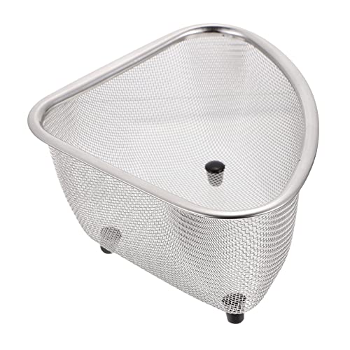 CHILDWEET 1stk Abtropfkorb Lebensmittel Mesh Sieb Dreieckiges Spülbeckensieb Geschirrabtropfgestell Aus Edelstahl Dreieckiges Waschbecken Metallkorb Reis Sieb Geschirrkorb Plastik Schwamm von CHILDWEET