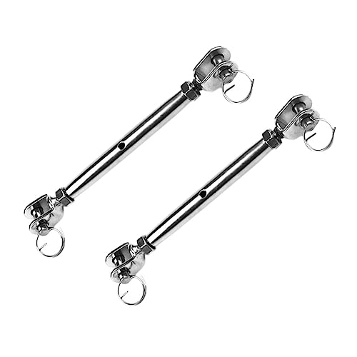 CHILDWEET 2st Geschlossene Spannschlossbolzen Bungee Seil Schlinge Bungee-seile Zange Schrauben Haken Für Die Wäscheleine Gebogen Drahtseilspanner Windenhaken Binden Rostfreier Stahl Silver von CHILDWEET