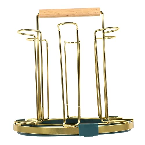 CHILDWEET Getränkehalter Tassenhalter Tassenabtropfgestell Tassenstapler Becher-Organizer Tassenständer für den Haushalt Tassentrockenhalter Becherhalterständer Kaffeetassenregal Holz Grün von CHILDWEET