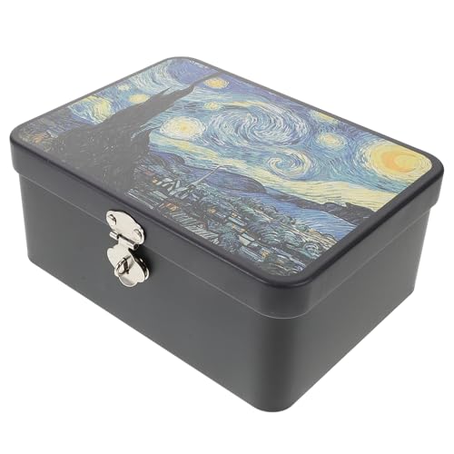 CHILDWEET Retro Weißblechbox Für Schmuck Abschließbare Metall Aufbewahrungsbox Desktop Organizer Box von CHILDWEET