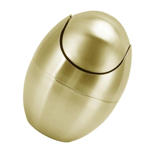 CHILDWEET Mini Desktop Mülleimer Gold Kompakter Tischabfallbehälter mit Deckel Eleganter Metall Abfalleimer für Büro Badezimmer Schlafzimmer Platzsparender Schreibtischkorb von CHILDWEET