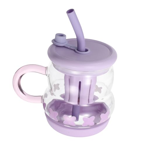 CHILDWEET Multifunktionaler Glasbecher mit Strohgriff und Deckel Eleganter Trinkbecher für Milch oder Teeglas Süßes Design mit Blumenstickern Perfekter Begleiter CHILDWEET Multifunktionaler Glasbecher mit Strohgriff und Deckel Eleganter Trinkbecher für Milch oder Teeglas Süßes Design mit Blumenstickern Perfekter Begleiter von CHILDWEET
