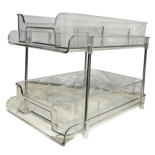 CHILDWEET Doppellagige Schubladen-aufbewahrungsbox Organizer Unter Dem Waschbecken Aufbewahrungsbox Für Kosmetika Hohe Aufbewahrungsbehälter 2-stöckiger Badezimmer-Organizer von CHILDWEET