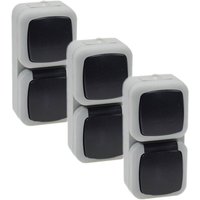 Chilitec - 3x ap Feuchtraum Schalter Steckdose Kombi vertikal IP44 Aufputz von CHILITEC