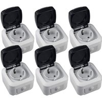 6 Feuchtraum Steckdosen ap IP44 250V 16A Aufputz Steckdose 6er Set von CHILITEC