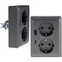 Chilitec - milos Schutzkontakt-Steckdose 2-fach Doppel Steckdose 1 auf 2 Unterputz Einbau in einer UP-Dose 250V/16A mit usb-a usb-c pd Anthrazit Chilitec - milos Schutzkontakt-Steckdose 2-fach Doppel Steckdose 1 auf 2 Unterputz Einbau in einer UP-Dose 250V/16A mit usb-a usb-c pd Anthrazit von CHILITEC