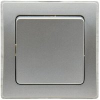 Delphi Kreuzschalter, 250V/ 10A mit 1-fach Rahmen Geeignet für Mehrfachrahmen Einsatz 55x55mm Silber Grau von CHILITEC