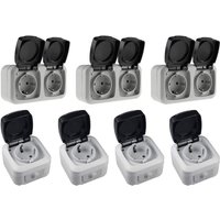 Chilitec - Feuchtraum Set 7 teilig 1-fach 2-fach Steckdosen ap IP44 Aufputz von CHILITEC