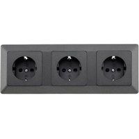 Milos Set 3 Steckdosen + 3-fach Rahmen 250V/ 16A, Anthrazit von CHILITEC