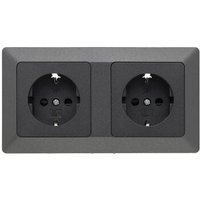 Milos Set 2 Steckdosen, 250V, 16A, Anthrazit von CHILITEC