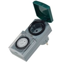 Rev 0025700409 Zeitschaltuhr, für innen und aussen, mechanisch, 48 Zeiten/Tag, 30Min. 3680W, grau/grün von CHILITEC
