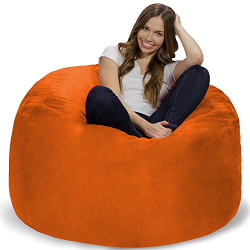Chill Sack XL - Der Sitzsack mit Memory-Foam Füllung - Das Sitzkissen für Kinder und Erwachsene mit kuschelweichem, waschbarem Velourbezug in Orange von CHILL SACK