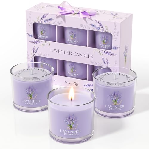 Kerzen Geschenke für Frauen, Lavendel Kerzen Geschenk-Set für Sie, 6 duftende Votivkerzen, Geburtstagsgeschenke für Frauen/Männer (6 Farben, 400g) von CHILLFLAME
