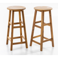 Barhocker aus Akazienholz, ca. 34 x 34 x 76 cm - 2er Set von CHILLROI