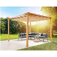 CHILLROI Outdoor Aluminium Pavillon/Pergola 12,25 m² mit verstellbarem Sonnensegel buche von CHILLROI