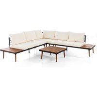 12-tlg. Ecklounge mit Tisch und Ablagetisch aus Akazienholz von CHILLROI