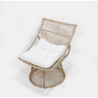 Korbsessel Rattan mit Sitzpolster, ca. 87 x 70 x H 46/87 cm - Braun von CHILLROI