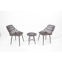 Rattan Bistroset Sitzgruppe Gartengarnitur mit 2 Sesseln - Braun von CHILLROI