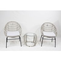 Rattan Gartenmöbel-Set 3-TLG. Sitzgruppe mit Kissen für Terrasse Balkon - Grau Rattan Gartenmöbel-Set 3-TLG. Sitzgruppe mit Kissen für Terrasse Balkon - Grau von CHILLROI