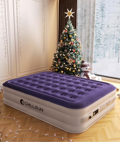 CHILLSUN Luftmatratze, 2 Personen mit Elektropumpe, Luftbett Selbstaufblasend Aufblasbares Bett, Gästebett Aufblasbar, 203x152x40cm Luftmatratze Faltmatratze für Zuhause, Gäste & Camping von CHILLSUN
