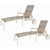 2er Set Chillvert Imperia Multiposition Gartenliegen 180,40x77,60x102,90 cm Aluminium und Holz Farbe Beige von CHILLVERT