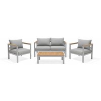 Garten-Set Chillvert Bérgamo Aluminium und Holz 1 Sofa + 2 Sesseln + 1 Tisch Grau mit Kissen von CHILLVERT