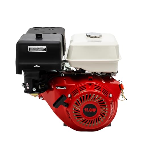 15 PS Benzinmotor 4 Takt Standmotor Kartmotor Seilzugstart | Ölmangelsicherung | Niedriger Kraftstoffverbrauch | Zwangsluftkühlung | 420CCM Hubraum | 9700W Benzin Motor | 25MM Ø Welle (Schwarz+Rot) von CHIMHOON