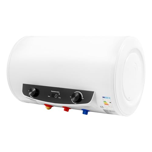 CHIMHOON Elektro Horizontal Warmwasserspeicher Boiler, Mit Handbrause 50/80/120 Liter 2000W 220V, Flacher Horizontaler Intelligenter Warmwasserspeicher, Vollautomatische Steuerung (Weiß, 50L) von CHIMHOON