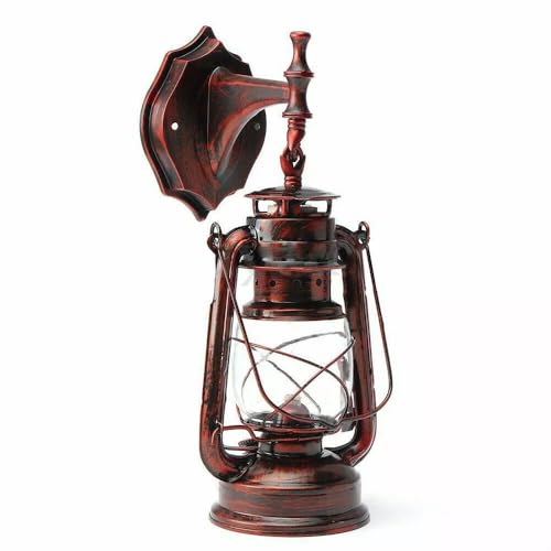 CHIMHOON Wandleuchte, Retro Antik Vintage Laterne Lampe, Außen Garten Leuchte, Wandlampe, Außen Antik Nostalgisch Rustikal Laterne Lamp, für Flure Treppenhäuser Restaurants (Rotbronze) von CHIMHOON