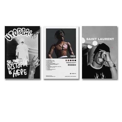 3 Stück Travis Music Scott Album Leinwand Poster Travis Poster Scott Rapper Musikalbum Rodeo Leinwand Poster Travis Poster Scott Rap-Leinwand Poster Travis Poster Scott Poster Wandkunst Leinwand von CHIMOSHEJI