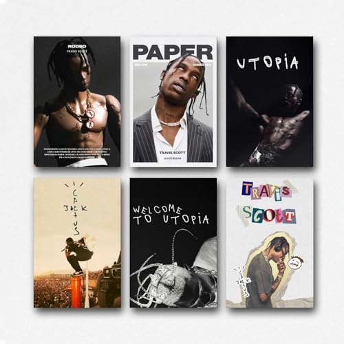 CHIMOSHEJI 6er Set Travis Scott Rapper Musikalbum Utopia Leinwand Poster, Querformat, Matte, Ungerahmt, Blue, Modern, Wandmontage, für mehrere Räume CHIMOSHEJI 6er Set Travis Scott Rapper Musikalbum Utopia Leinwand Poster, Querformat, Matte, Ungerahmt, Blue, Modern, Wandmontage, für mehrere Räume von CHIMOSHEJI