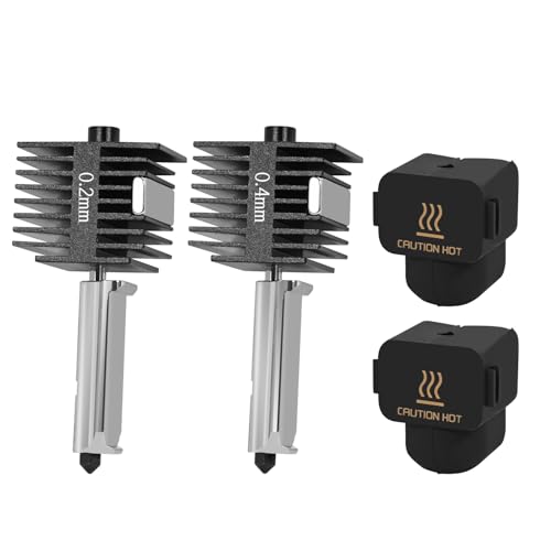 2PCS A1 Mini Hotend Kit, 3D Drucker Druckkopf Extruder Hot End Kit Ersatz Heating Block Kit mit 0,2mm und 0,4mm Gehärtetem Stahl Düse und Silikon Abdeckung Socke für Bambu Lab A1 / A1 Mini von CHINDRAG