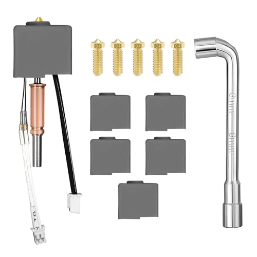 3D Drucker Hotend Druckkopf Extruder Kit, Zusammengebautes Hot End Kit Ersatz mit Thermistor, Heizpatrone, Heizblock, Messingdüse und Silikon Abdeckung für Anycubic Kobra 3 /Kobra 3 Combo/Kobra 3 V2 von CHINDRAG