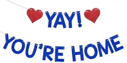 Yay! You're Home! Banner - Welcome Back to Home Schild Familientreffen Party Wimpelkette Schild Willkommen Home Party Dekorationen Blau Glitzer Yay! You're Home! Banner - Welcome Back to Home Schild Familientreffen Party Wimpelkette Schild Willkommen Home Party Dekorationen Blau Glitzer von CHINGYIA