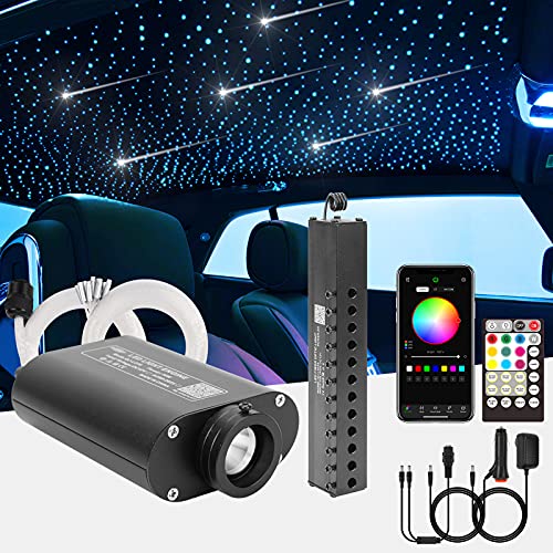CHINLY Bluetooth Meteor 16W RGBW APP LED Fiber Optic Light Star Deckenleuchten Kit APP 550pcs*0,75mm*4m Glasfaser für Zuhause/Auto von CHINLY