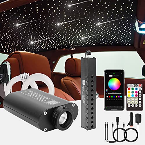 CHINLY Bluetooth Meteor 16W RGBW APP LED Fiber Optic Light Star Deckenleuchten Kit APP Gemischt 400pcs*(0,5+0,75+1,0mm)*3m Glasfaser + für Zuhause/Auto von CHINLY