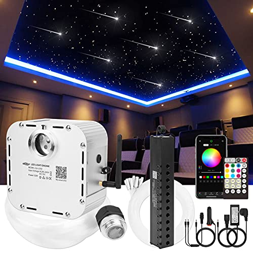 CHINLY Bluetooth Meteor 32W Funkeln RGBW APP LED Glasfaser Star Star Deckenleuchten Kit APP Gemischt 1008 Stück * 5m + 10 Kristalle Glasfaser + für Zuhause/Auto von CHINLY