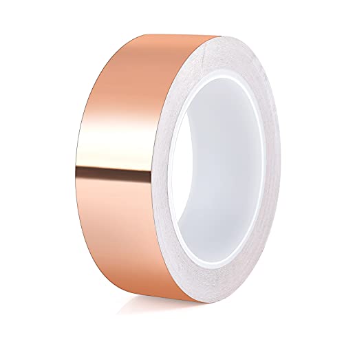 Kupferband Selbstklebend Gegen Schnecken Hochbeet 35mm x 20M, Kupferklebestreifen Schneckenschutz Kupfer Klebeband Schneckenabwehr Folienband EMI Kapton Tape Hitzebeständige Abschirmband Kupferfolie von CHINPING