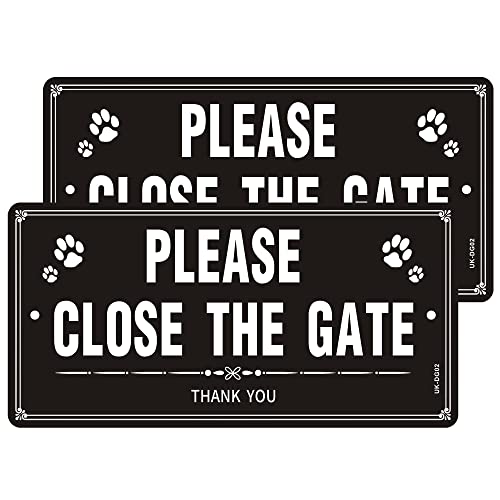 Schild mit Aufschrift "Please Close the Gate", reflektierendes Aluminium, 2 Stück, Achtung vor dem Hund, Keep Gate Closed, 15 x 30 cm, Metall, wasserdicht, UV-beständig, langlebig von CHINYROZA