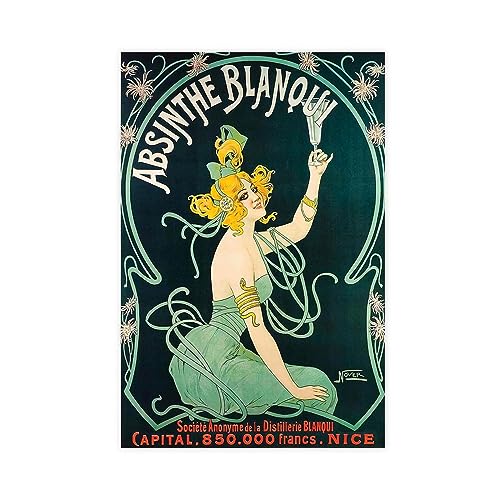 Absinthe Blanqui Vintage Food&Drink Poster 1 Leinwand Poster Wandkunst Dekor Druck Bild Gemälde für Wohnzimmer Schlafzimmer Dekoration ungerahmt 40 x 60 cm von CHIPEL