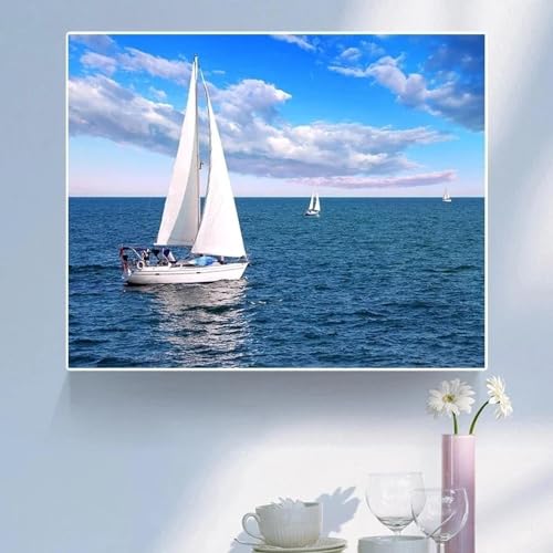 CHIPEL Leinwand-Wandkunst, nordische Segelboot-Meereslandschaften, Poster für Wohnzimmer, Büro, Dekoration, 40 x 60 cm, ohne Rahmen von CHIPEL