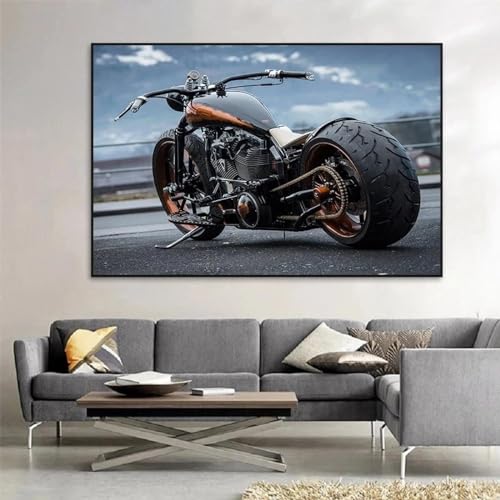 CHIPEL Modernes, abstraktes, cooles Motorrad-Bild, schwere Lokomotiven-Poster, Jungenzimmer-Dekoration, besonderes Geschenk, 50 x 70 cm, ohne Rahmen von CHIPEL