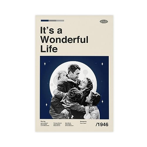 Filmposter – It's A Wonderful Life Leinwand-Poster, Wandkunst, Dekor, Bild, Gemälde für Wohnzimmer, Schlafzimmer, Dekoration, ungerahmter Stil, 20 x 30 cm von CHIPEL