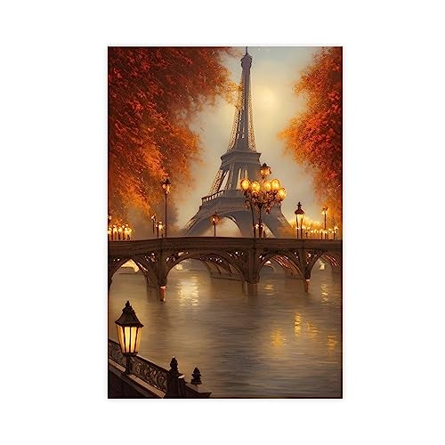 Paris Eiffelturm Herbst Leinwand Poster Schlafzimmer Dekor Sport Landschaft Büro Zimmer Dekor Geschenk Unrahmen-Stil 40 x 60 cm von CHIPEL