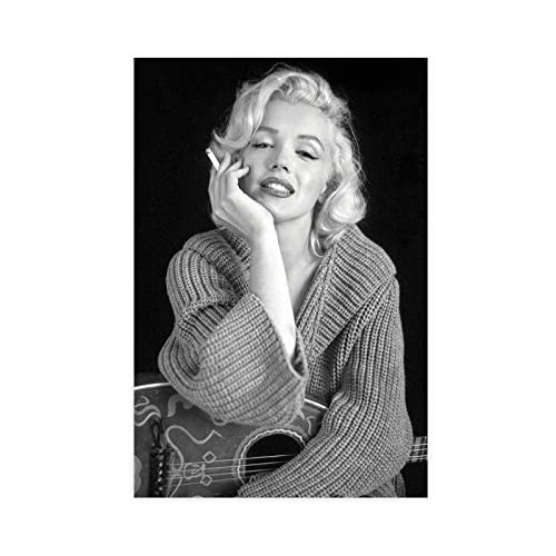 Schwarz-weißes Marilyn Monroe-Poster auf Leinwand, Poster, Wandkunst, Dekordruck, Bild, Gemälde für Wohnzimmer, Schlafzimmer, Dekoration, ungerahmt, 50 x 75 cm von CHIPEL