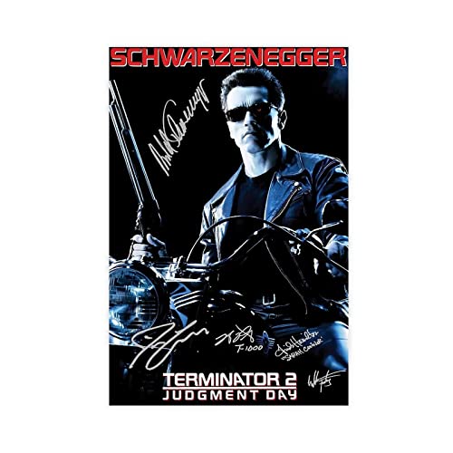 Terminator 2 Judgement Day Schwarzenegger signiertes Poster (1) Leinwand Poster Wandkunst Dekor Druck Bild Gemälde für Wohnzimmer Schlafzimmer Dekoration ungerahmt 30 x 45 cm von CHIPEL