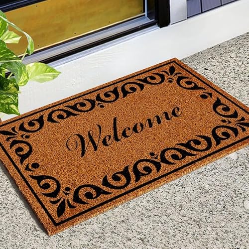 Kokosmatte mit strapazierfähiger Rückseite, Willkommensmatte, SchmutzfangmatteAußen & Innen Badezimmerteppich Rutschfester Badteppich, Raumdekoration, Rutschfeste Bodenmatte für den (B, 45x75cm) von CHISHAYA